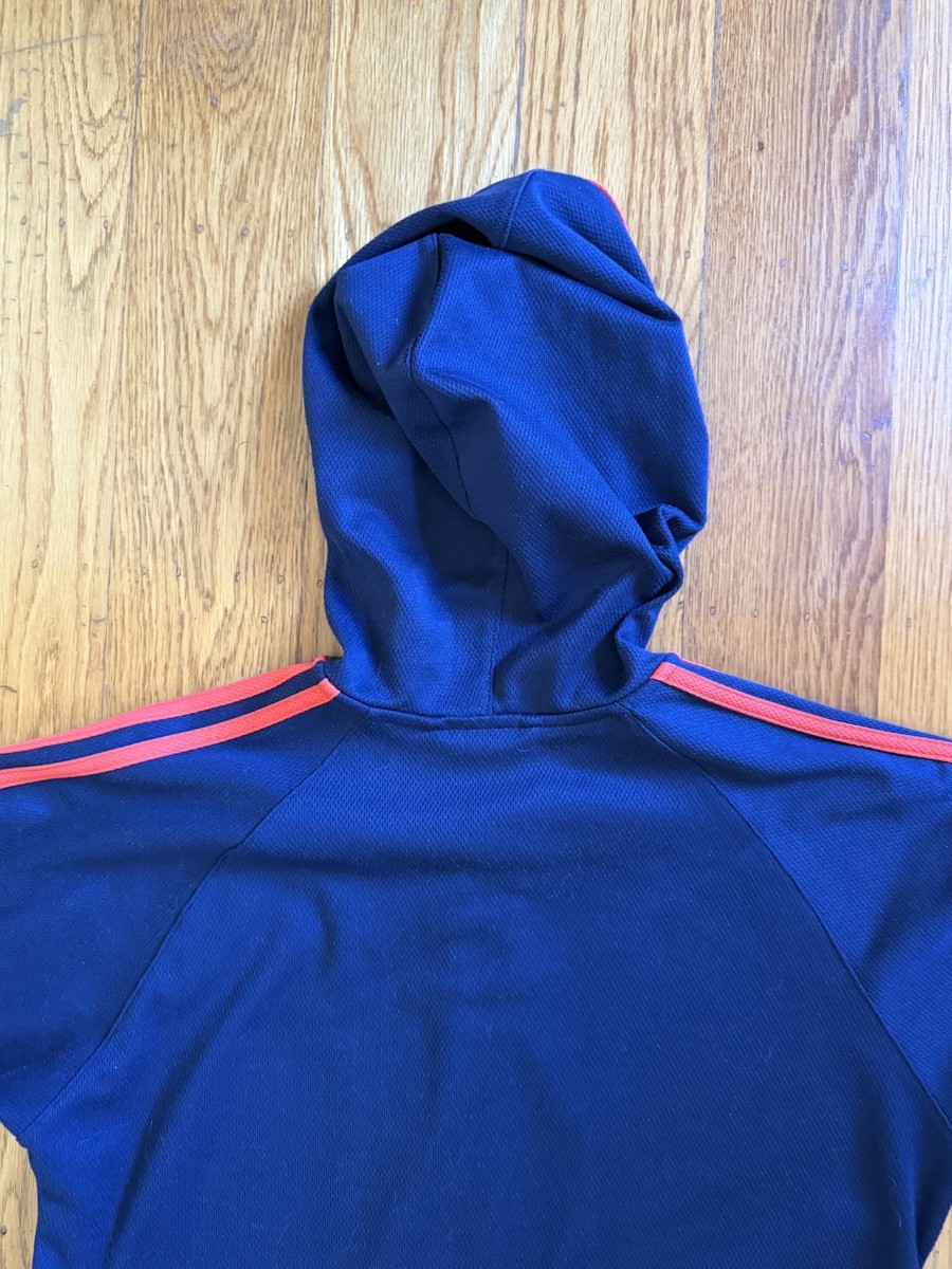 Adidas Classic Stripe Zip-up Hoodie Blue Orange Vintage Size Small