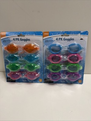 Swim Goggles Two-4 packs Child Clear Lenses New Colored Frames Adjustable