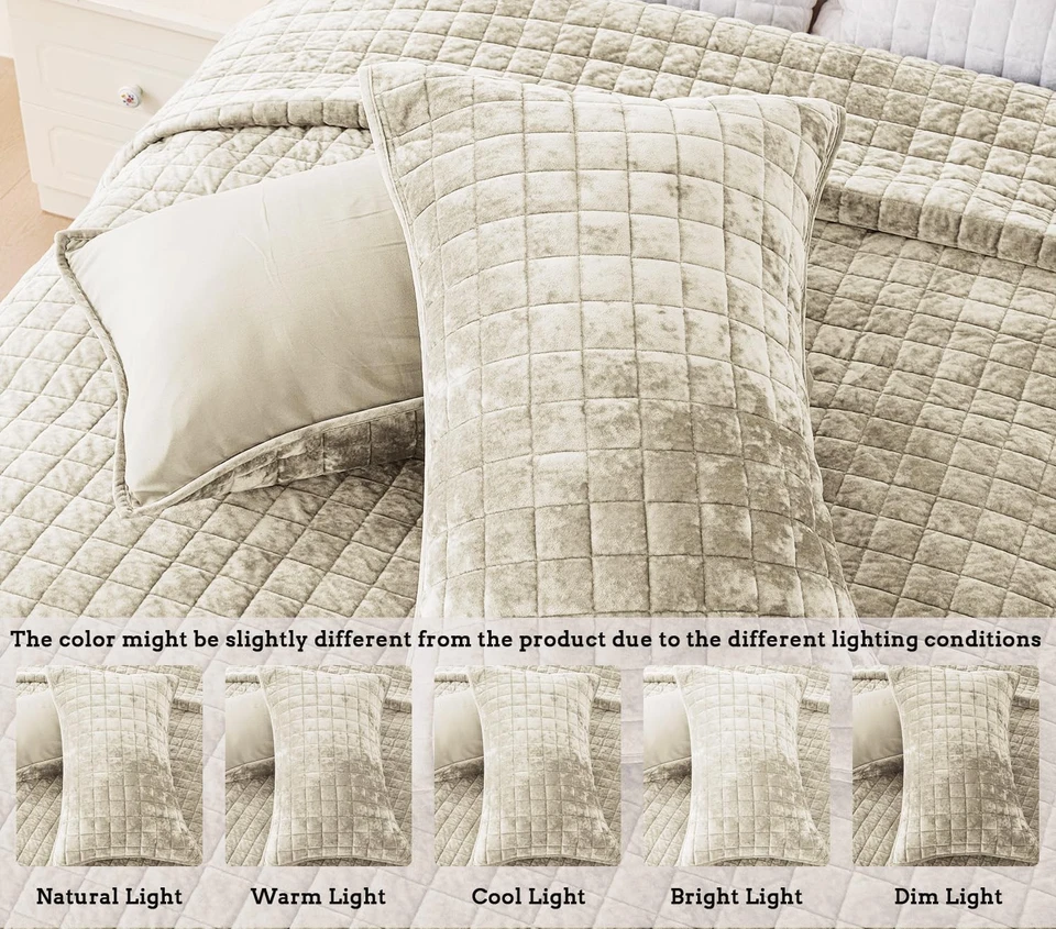 Quilt Set California King Size 106x118 Luxurious Velvet Bedding Sets with 2 P... - Image 2 of 4