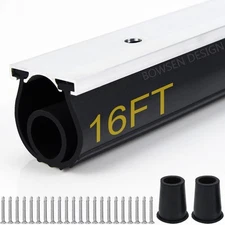 Heavy-Duty Garage Door Seal Kit with Aluminum Track, Black, 16FT, 1-1/4" Width