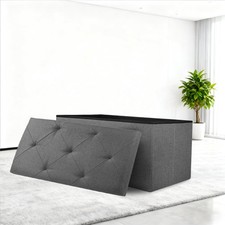 Light Gray Folding Fabric Storage Ottoman