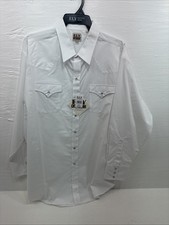 New Men  s ELY Cattleman White Long Sleeve Pearl Snap 19.5 2XL F-56
