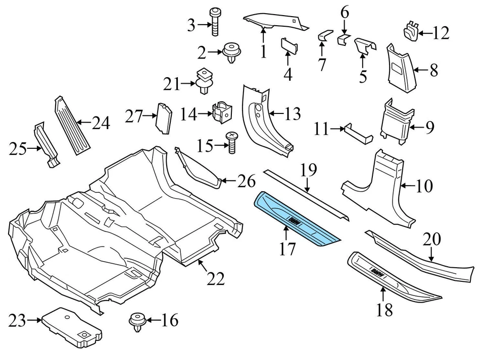 BMW 535I GT XDRIVE 2011-2017 - umbral de puerta delantero derecho / placa de desgaste (BMW) Foto 3 de 4