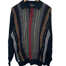 Vintage 90s Tosani like Coogi Texture Knit Collared Light Sweater Medium
