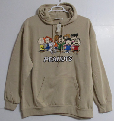Unisex Peanuts x Aeropostale Hoodie Beige with Group Graphic Size X-LARGE
