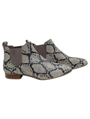 COX Damen Chelsea Stiefelette Schlangenmuster Beige Gr. 38 Leder