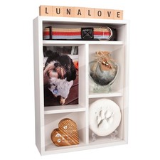 Pet Memorial Shadow Box with Shelves for Loss of Dog Cat Memorial Gifts 4X6 P...