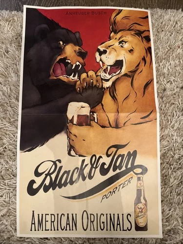 Vintage Anheuser Busch Beer Original Advertising Poster 12x21 Bar Decor DBL Side