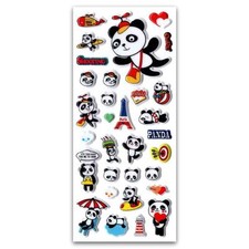 Cute Panda Stickers Raised Vinyl Sticker Sheet Craft Scrapbook Animal Kids New