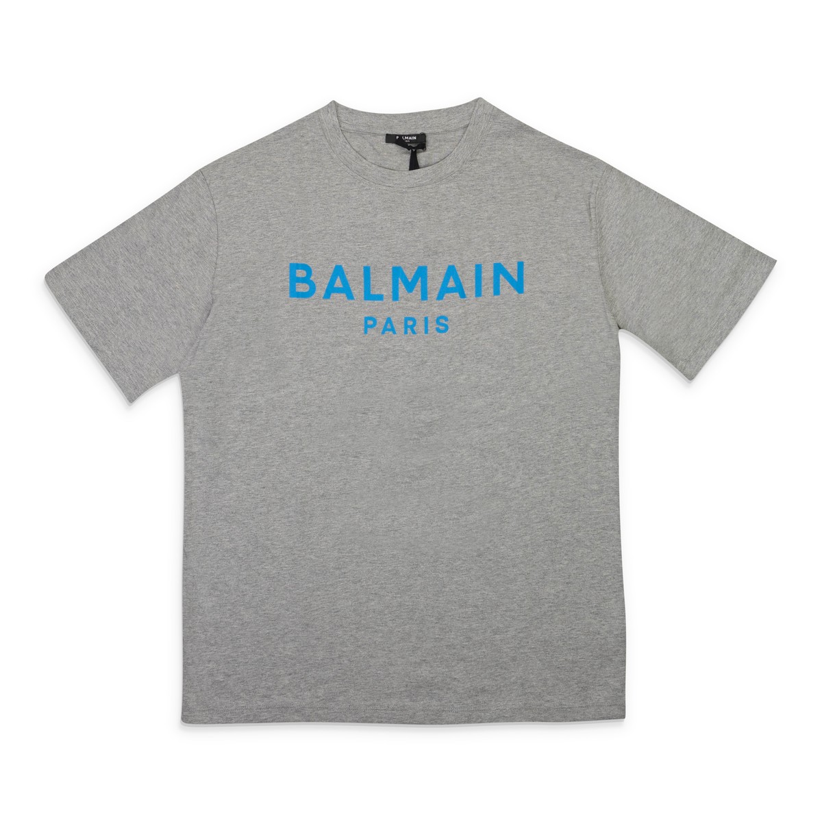 NWT BALMAIN LOGO GREY SKY BLUE T-SHIRT SIZE S $595 | eBay