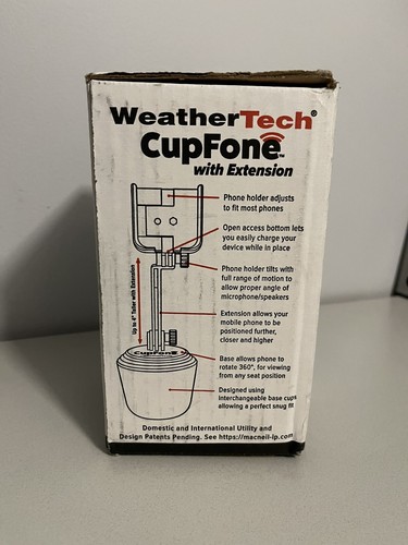 WeatherTech CupFone avec rallonge - porte-gobelet réglable support téléphone portable noir - Photo 2 sur 3