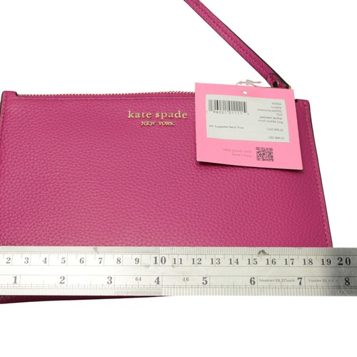 Portafoglio da polso Kate Spade in pelle rosa ciottolato nuovo con etichetta rosa zip - Foto 8 di 8