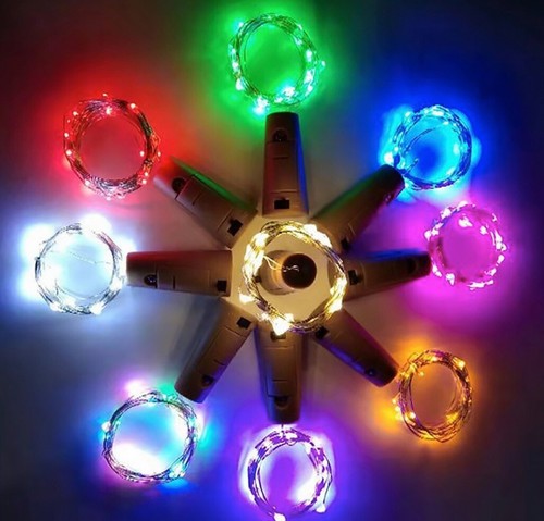 LED Lights Battery 10 LED 1m Bottle Fairy String Cork Christmas Wedding Party UK - Picture 14 of 27