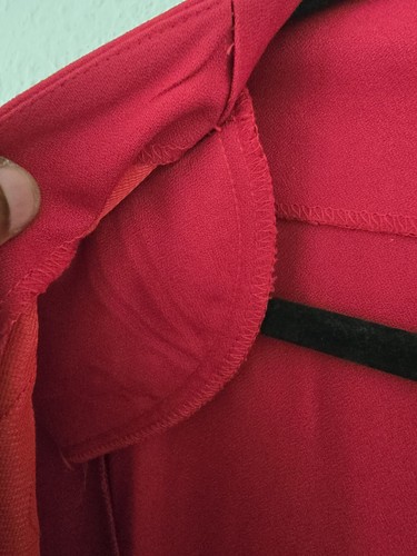 VTG Studio Long Jacket Women 14 Red Padded 1Button Embroidered Career - Picture 4 of 8