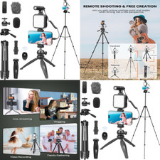 Youtube Content Creator Vlogging Kit For Iphone Tripod LED Light Microphone Blog