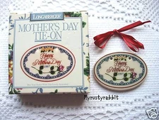 Longaberger Basket 1997 Mother's Day Basket Tie-on ~ Mom Mother New in Box