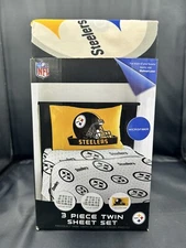 Pittsburgh Steelers 3 Pc Twin Bedding Set - Flat and Fitted Sheet + Pillowcase