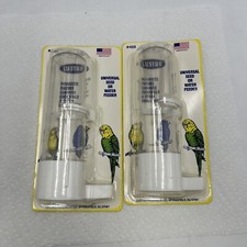 2 NOS Vintage Lustar Plastic Feeder Parakeet Small Bird Cage Accessory USA MADE