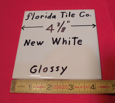 1 pc.  New White #100: 4-3/8'' Glossy Ceramic Wall Tile by florida Co.   NOS
