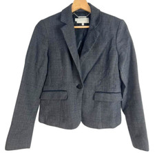 Hobbs Blazer Ladies Uk 10 Hackness 100% Wool Grey Tweed Short Jacket British