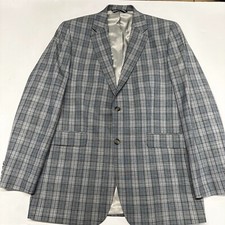 Nautica Blazer Check Gray Sport Coat Plaid Men's Double Vented Two Button Sz 42