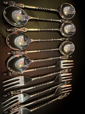 Quality Apostle Spoons And Forks 12 Items 90 Silver Over Silver Plate  UK