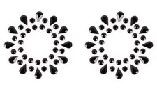 2 x GEMSTONE NIPPLE PASTIES Black PASTY STICKER Glitter Covers GIFT