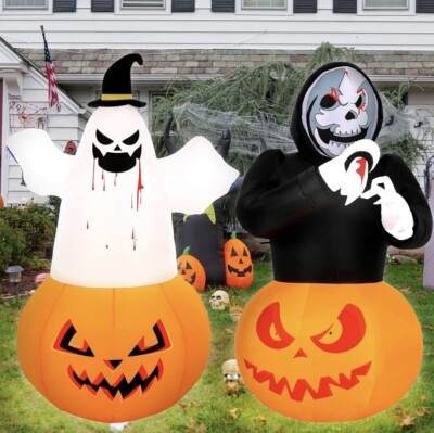 Halloween Inflatables Ebay 2 Pcs 5 FT Halloween Inflatables Decorations Ghost Pumpkin Skeleton ...