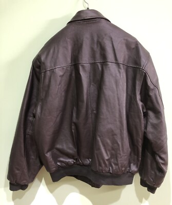 Snap On Tools Brown Leather Bomber Style Jacket with Quilted