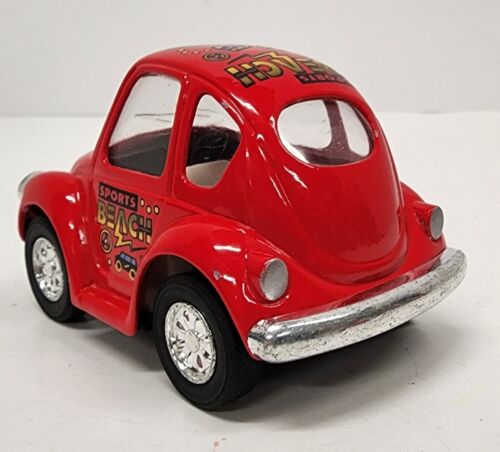 Red 3.5" Sports Beach Volkswagen VW Bug Kintoys Rubber Tires Pullback Diecast - Picture 3 of 11