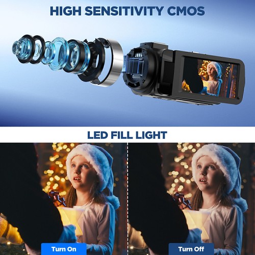 4K 30FPS Video Camera Camcorder 42MP 18x Zoom Digital Vlogging Camera 270°Screen - Picture 7 of 9
