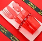 COLOSUS 36guest Red Plastic Party Plates and silverware Disposable Christmas  — photo 4