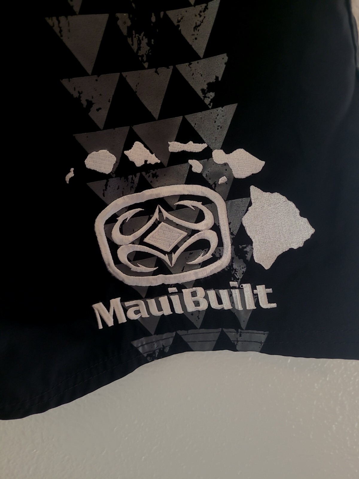 Maui Built Mens Black Surf Swim Trunks Board Shorts 3… Gem