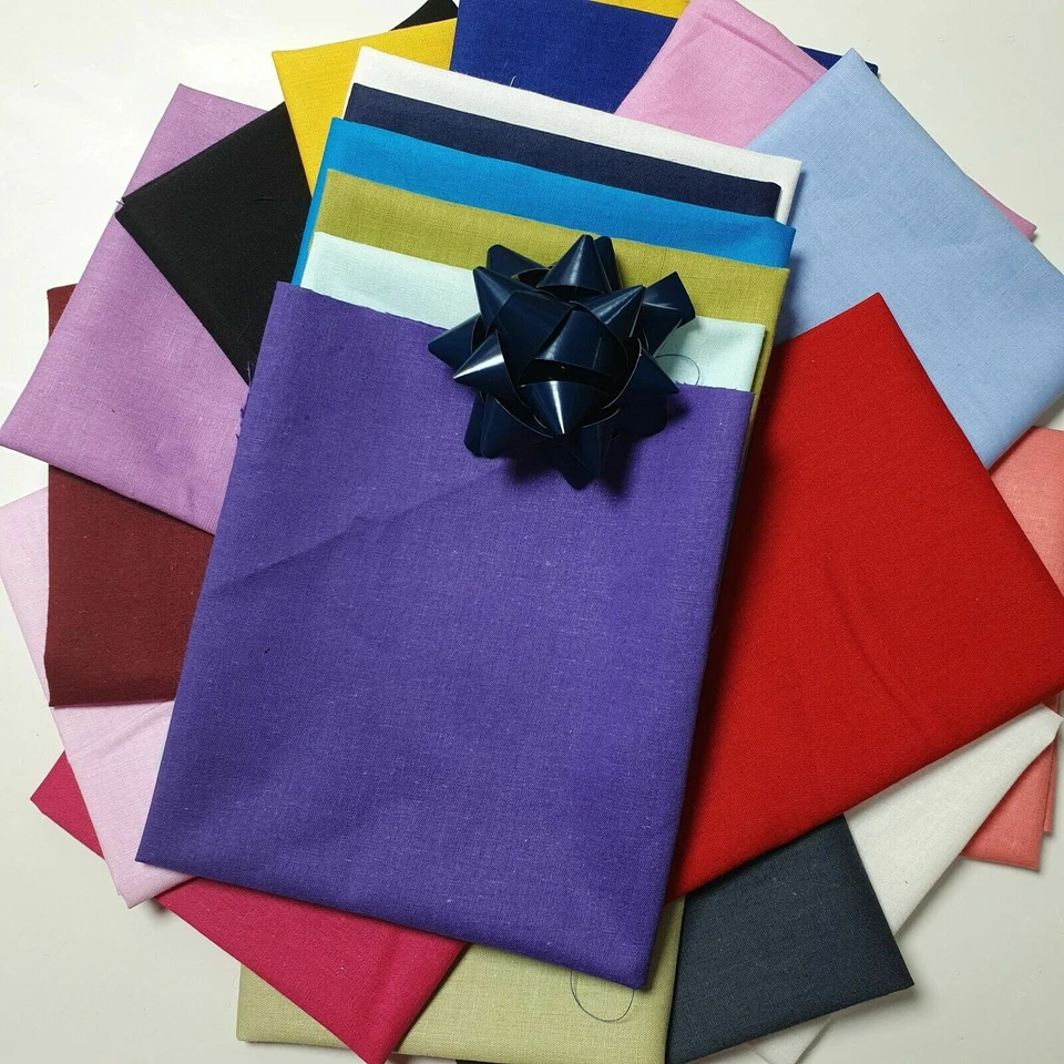 20pcs 25x25cm 100% Cotton Fabric Plain Pre-Cut Fat Quarters Bundle DIY Decor  - Image 2 of 4