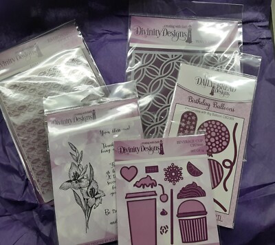Stamps Lot Divinity Designs Die Set stencil embossing folder coffee, flowers NEW