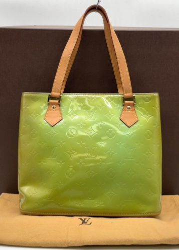 Auth  Louis Vuitton Vernis Green Houston M91004 Shoulder Bag W/Box NS040131 - Picture 1 of 23