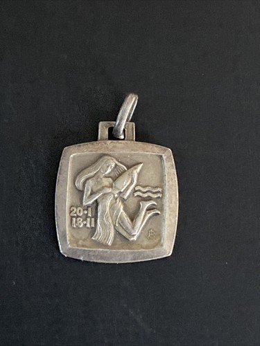 Ancien Pendentif Signe Du Zodiaque Poissons En Argent Massif 925 - Occasion