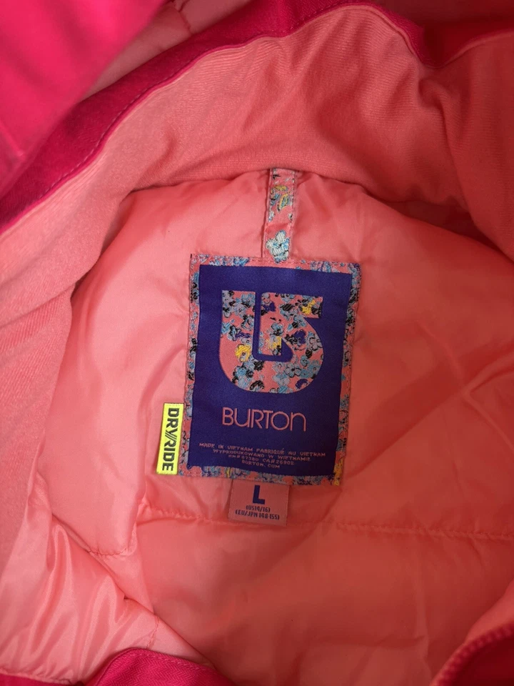 Jaqueta Burton Juniors rosa quente com capuz esqui snowboard zíper completo falha interna tamanho G - Imagem 3 de 4