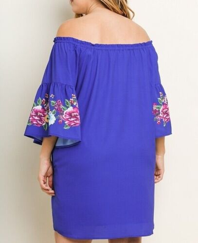 Plus Size UMGEE Floral BOHO GYPSY Blue DRESS TUNIC XL 1XL - 第 3/3 張圖片