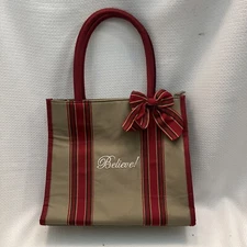MWW MARKET WOMENS INSPIRATIONAL BROWN with RED CANVAS TOTE BAG PURSE BELIEVE