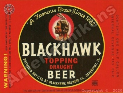 Blackhawk Draught Beer by Blackhawk Brewing New Metal Sign: Davenport, Iowa