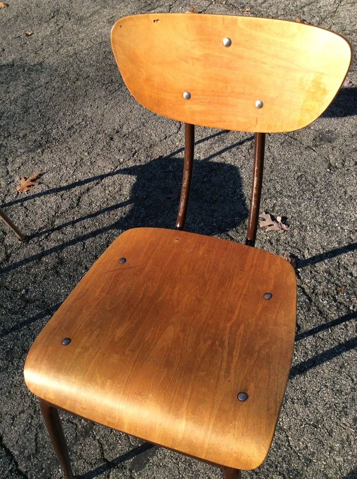 2 sillas vintage de metal/madera de mediados de siglo - muy buenas Foto 2 de 4