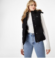Jack Wills Willow Heritage Puffer Gilet Womens Black Uk Size 10 #ref30