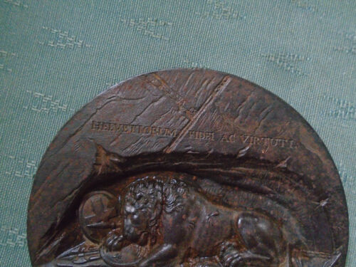 19TH CENTURY LION OF LUCERNE SCHWEGLER BRONZE ? SPELTER ? PLAQUE - SIGNED - Picture 3 of 7