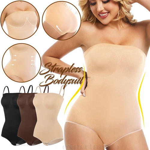 Trägerloser Damen Body Shapewear Bauchkontrolle Body Shaper Rückenfrei Jumpsuit - Bild 1 von 35