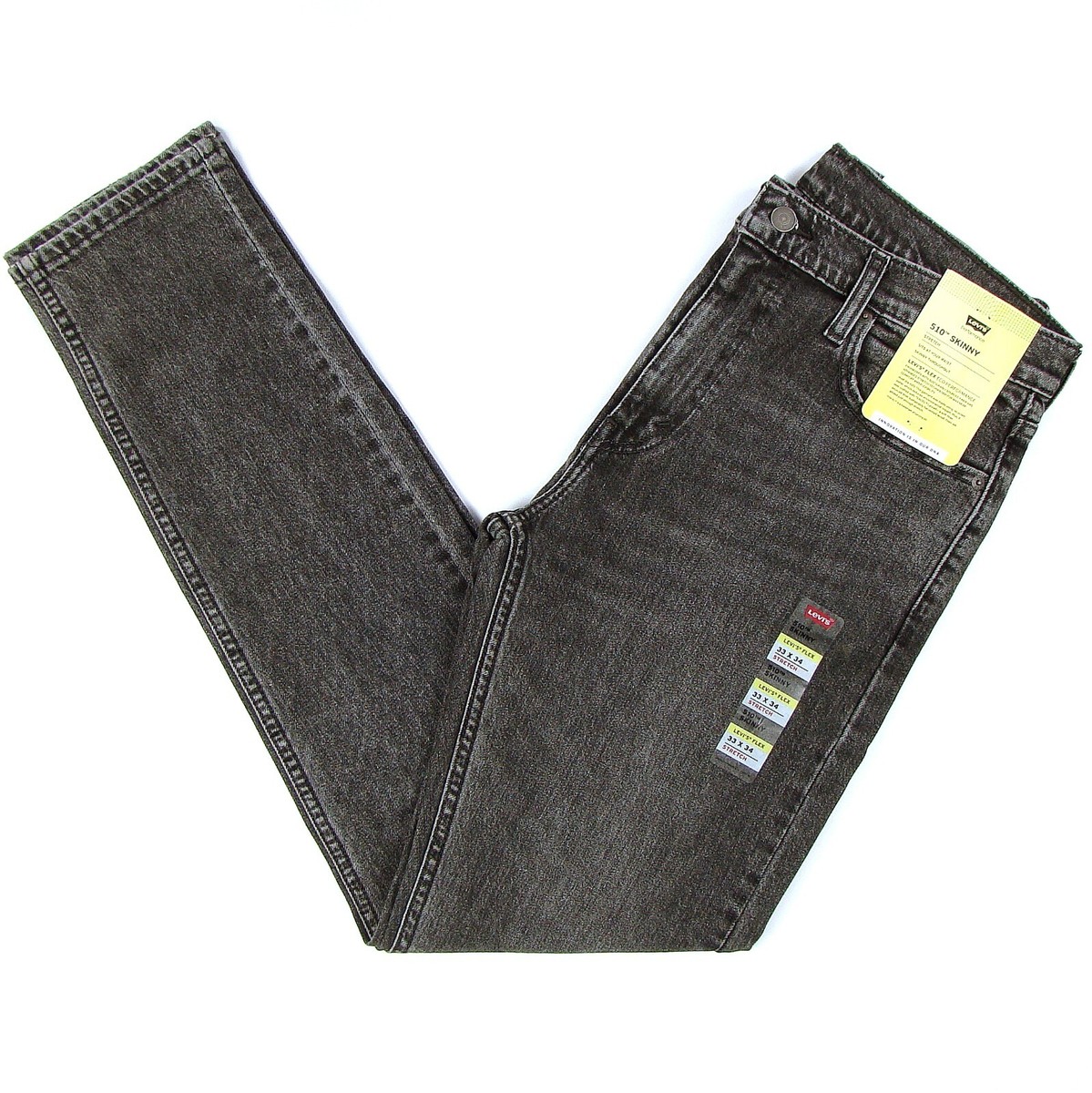 デニム Levi's 510 Jeans Skinny Fit New Men's SIZE 33x34 STRETCH GRAY FREE