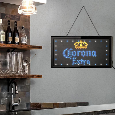 Corona Extra Framed & Flashing Hanging LED Sign, Bar Man Cave Game