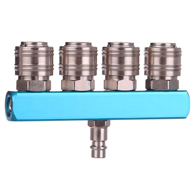 TECHNIC Druckluft Verteiler Druckluftschnellkupplungen Set 4-Wege 4x Schnellkupplung
