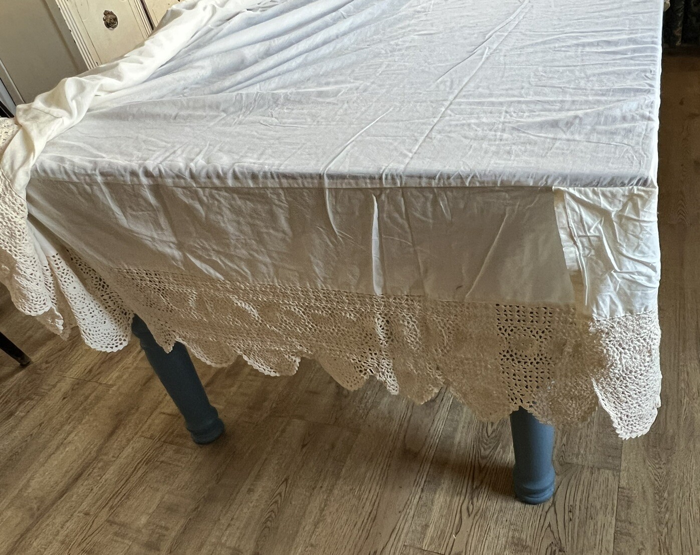 JCP Crochet Bed Skirt 100 Cotton King Size Cottage Country French