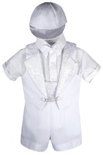 Baby Boy New Born Toddler White Christening Baptism Formal Tuxedo Suit sz 0M-2T